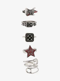 Social Collision Guitar Star Rhinestone Ring Set