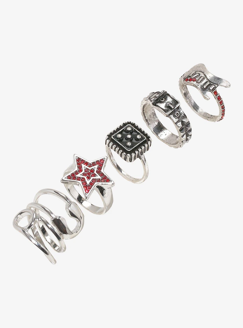 Social Collision Guitar Star Rhinestone Ring Set