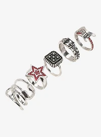 Social Collision Guitar Star Rhinestone Ring Set