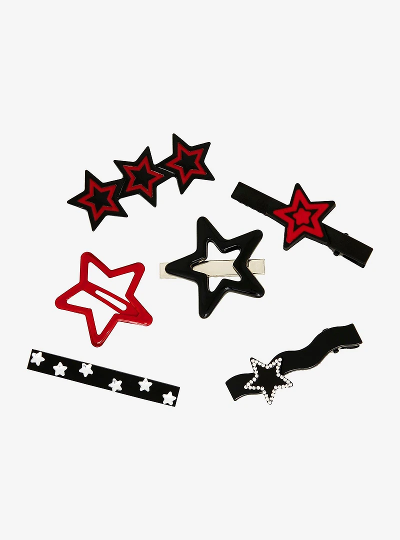 Social Collision Red & Black Star Clip Set