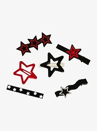 Social Collision Red & Black Star Clip Set