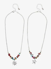 Cosmic Aura Swirl Sun & Star Best Friend Necklace Set