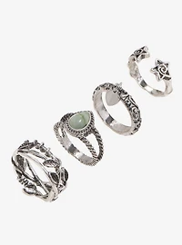 Social Collision Leaf Stone Ring Set