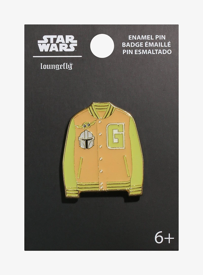 Loungefly Star Wars The Mandalorian Grogu & Mando Varsity Jacket Enamel Pin - BoxLunch Exclusive