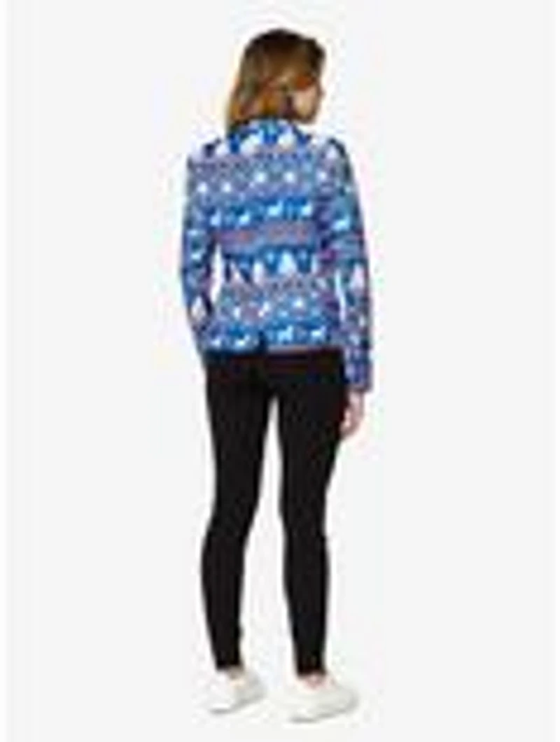 Christmas Blue Nordic Jacket Women's Blazer