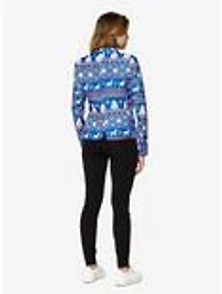 Christmas Blue Nordic Jacket Women's Blazer