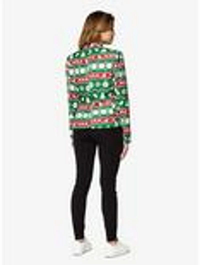 Christmas Green Nordic Jacket Women's Blazer