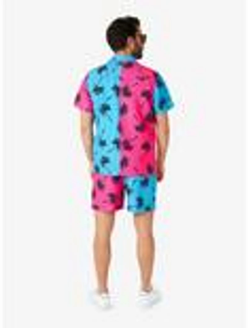 Parallel Palm Short Sleeve Button-Up and Shorts Summer Set