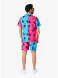 Parallel Palm Short Sleeve Button-Up and Shorts Summer Set