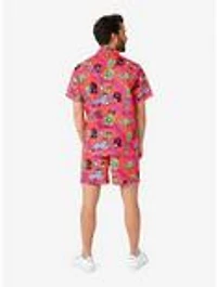 Rick & Morty Surreal Button-Up Shirt and Shorts Summer Set