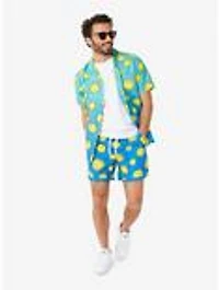 Smiley Summer Fade Button-Up Shirt and Shorts Set