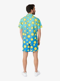 Smiley Summer Fade Button-Up Shirt and Shorts Set