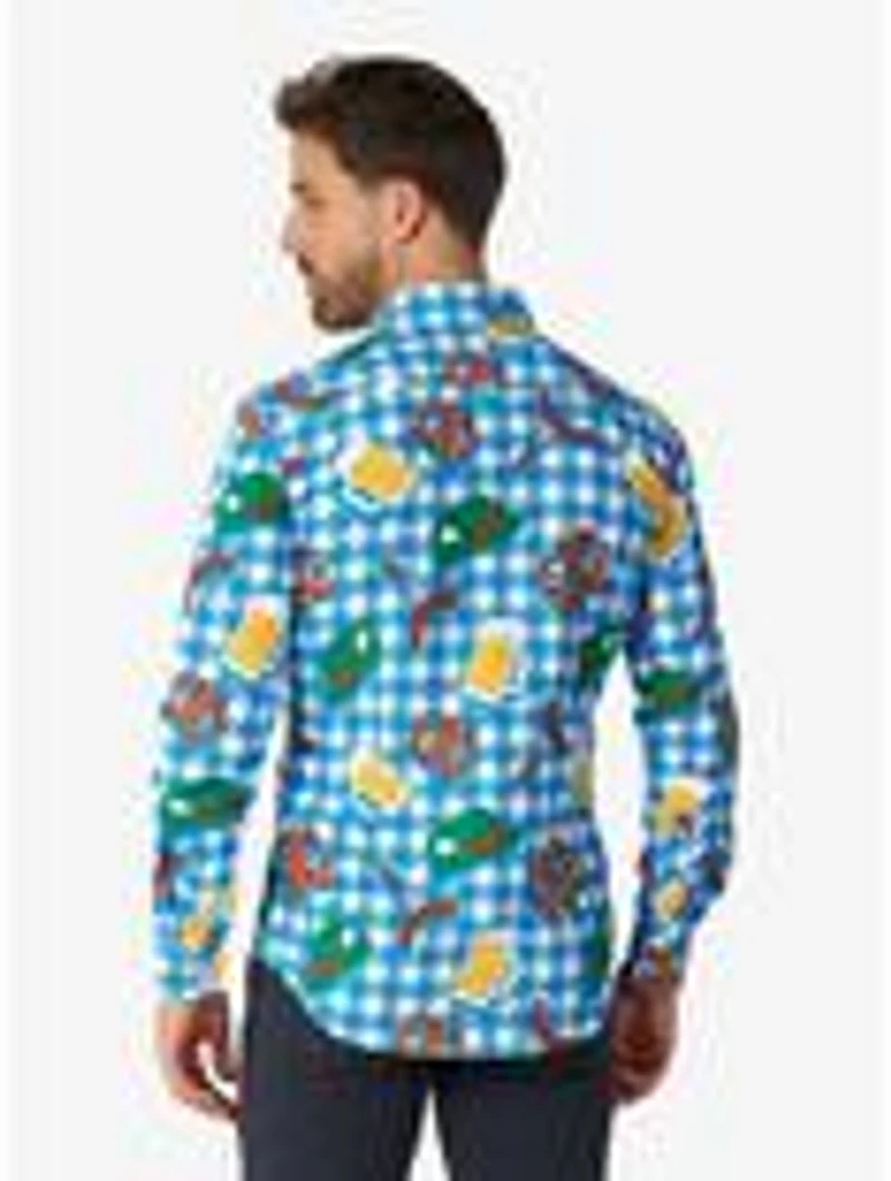 October Check Blue Long Sleeve Button-Up Shirt