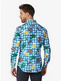 October Check Blue Long Sleeve Button-Up Shirt