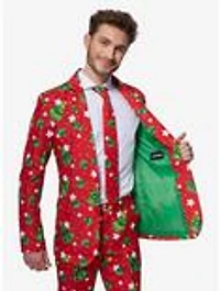 Christmas Trees Stars Red Suit