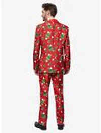 Christmas Trees Stars Red Suit