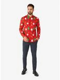 Festivity Red Long Sleeve Button-Up Shirt