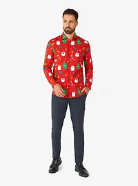 Festivity Red Long Sleeve Button-Up Shirt