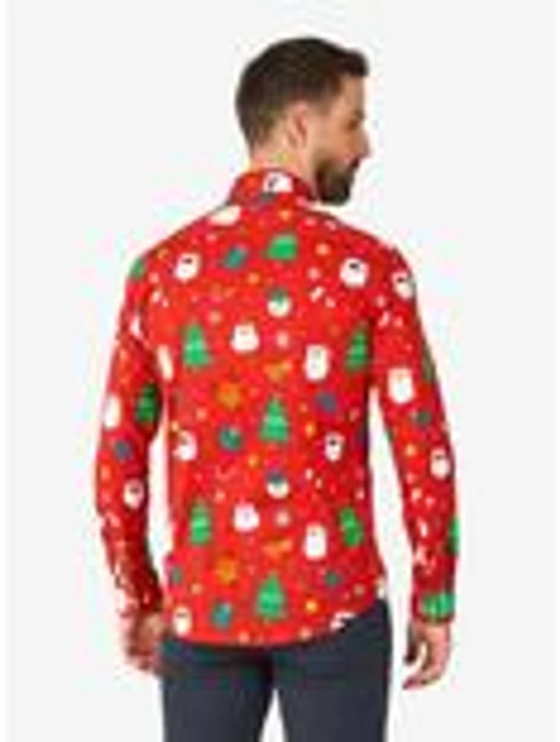 Festivity Red Long Sleeve Button-Up Shirt