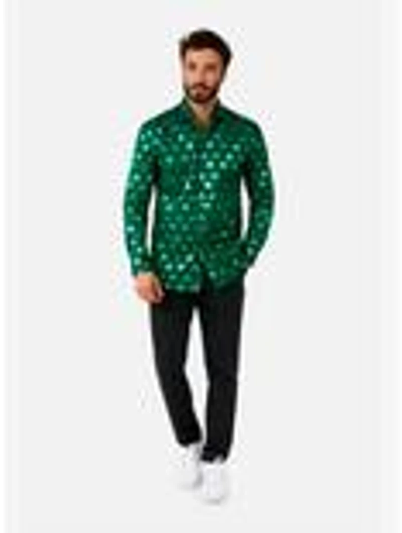 Shiny Shamrock Long Sleeve Button-Up Shirt