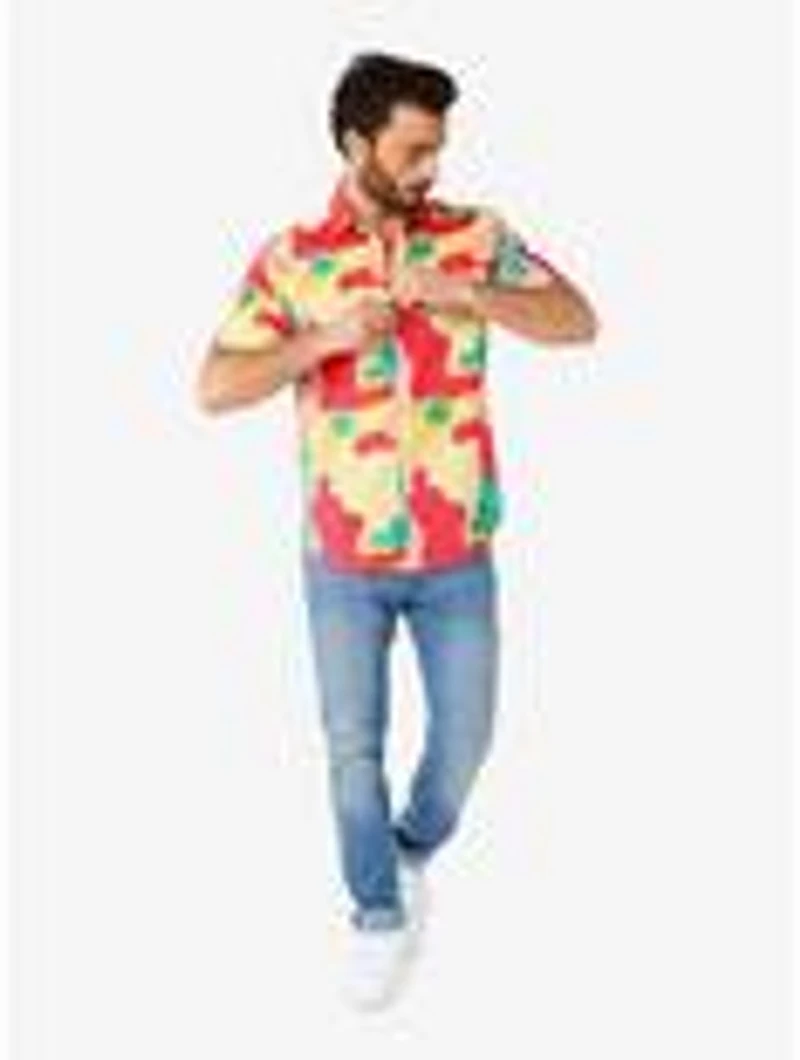 Coral Camo Short Sleeve Button-Up Shirt