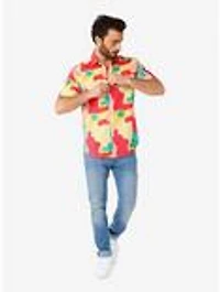 Coral Camo Short Sleeve Button-Up Shirt