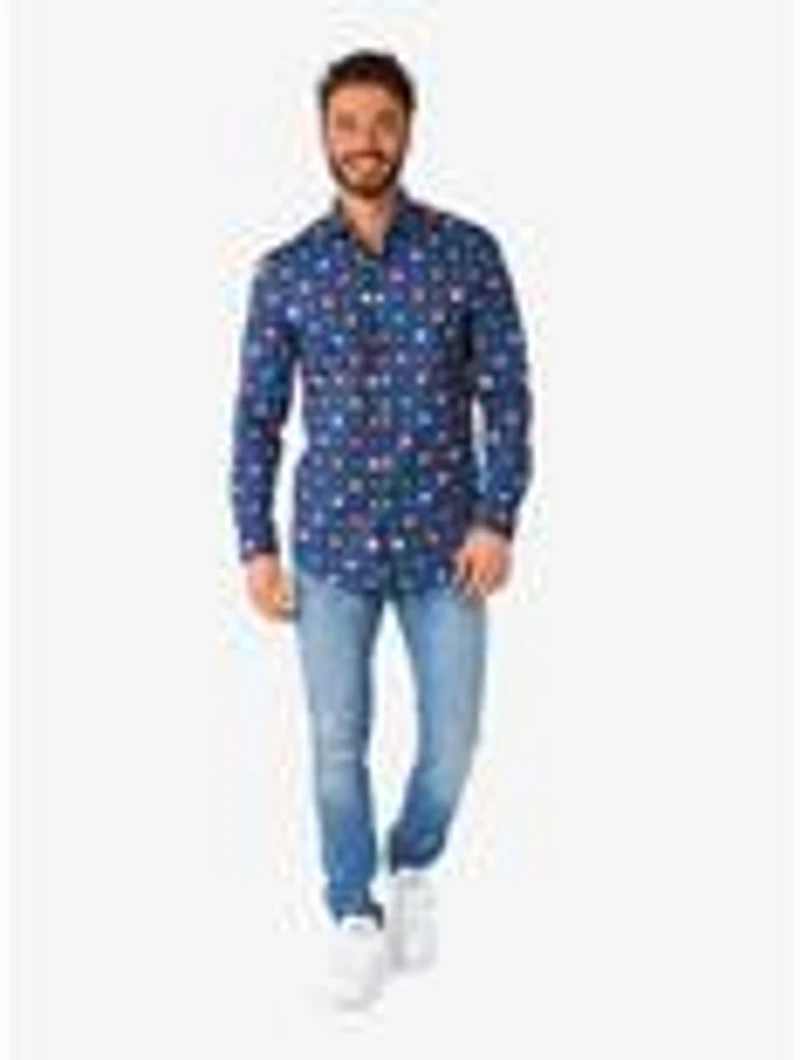 PAC-MAN Pixel Long Sleeve Button-Up Shirt