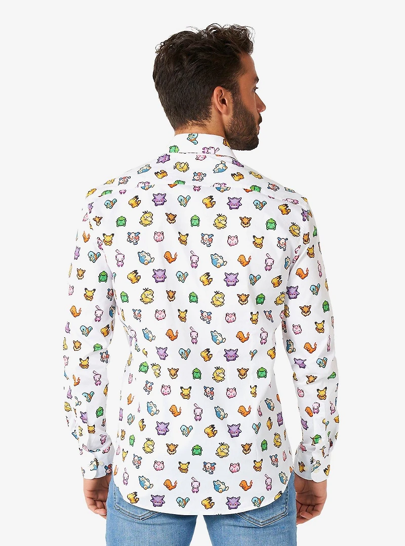 Pokemon Pixel Long Sleeve Button-Up Shirt
