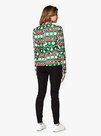 Christmas Green Nordic Jacket Women's Blazer