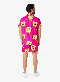 SpongeBob SquarePants Pink Button-Up Shirt and Shorts Summer Set