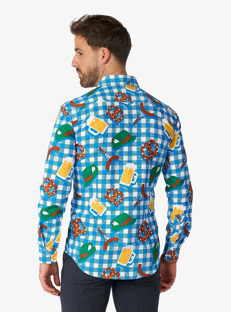 October Check Blue Long Sleeve Button-Up Shirt