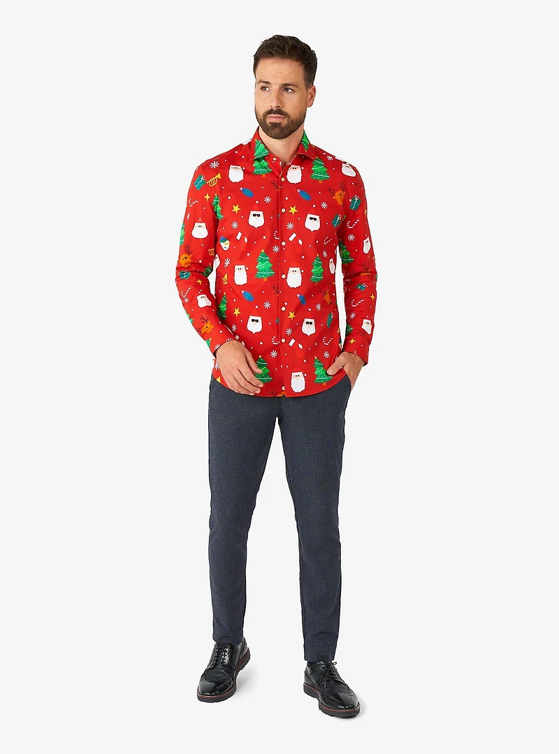 Festivity Red Long Sleeve Button-Up Shirt