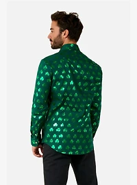 Shiny Shamrock Long Sleeve Button-Up Shirt