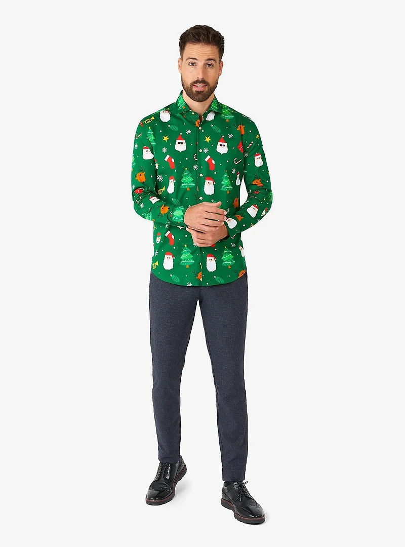 Festivity Green Long Sleeve Button-Up Shirt