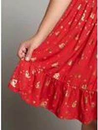 Studio Ghibli Howl's Moving Castle Calcifer & Stars Allover Print Plus Smock Dress - BoxLunch Exclusive