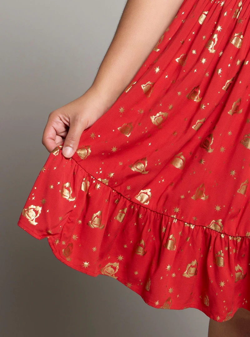 Studio Ghibli Howl's Moving Castle Calcifer & Stars Allover Print Plus Smock Dress - BoxLunch Exclusive