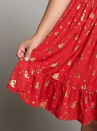 Studio Ghibli Howl's Moving Castle Calcifer & Stars Allover Print Plus Smock Dress - BoxLunch Exclusive