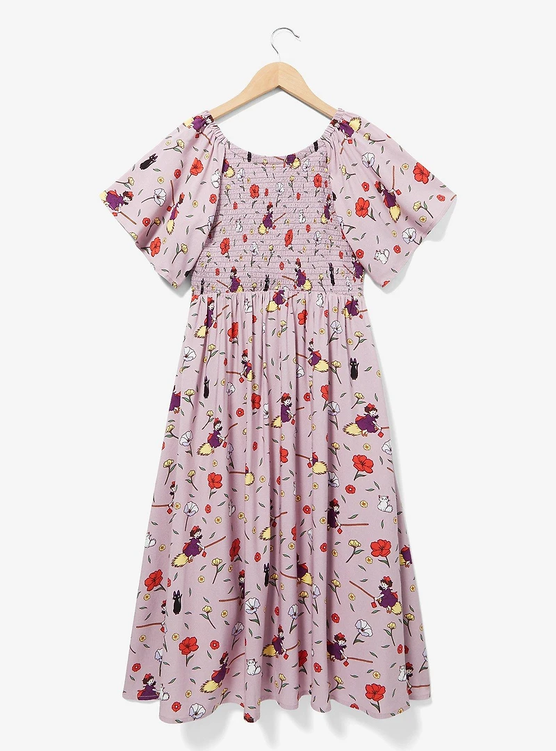 Studio Ghibli Kiki's Delivery Service Floral Kiki Allover Print Smocked Midi Dress — BoxLunch Exclusive