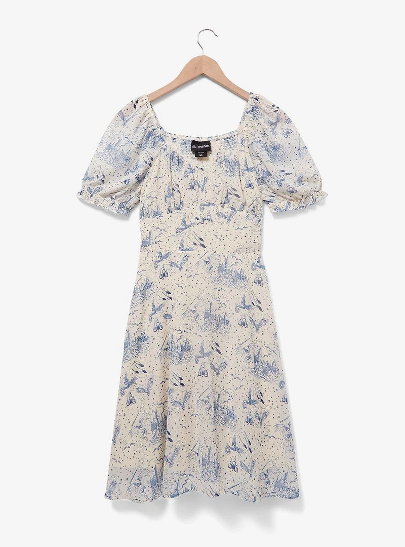 Harry Potter Hogwarts Icons Allover Print Smock Dress - BoxLunch Exclusive