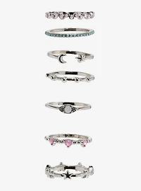 Cosmic Aura Dainty Gem Celestial Stacking Ring Set