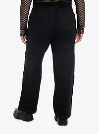 Black & Red Swirl Star Skater Pants Plus Size