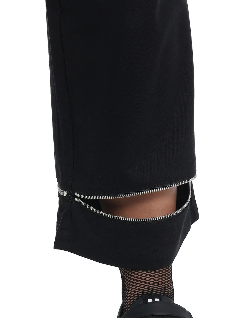 Black Zipper Side Chain Cargo Skater Pants Plus Size