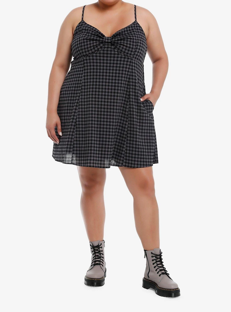 Social Collision Black & Grey Checker Slip Dress Plus Size