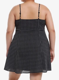 Social Collision Black & Grey Checker Slip Dress Plus Size