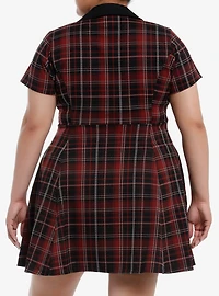 Social Collision Black & Red Plaid Collar Dress Plus Size
