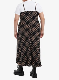 Brown & Black Plaid Star Twofer Maxi Dress Plus Size