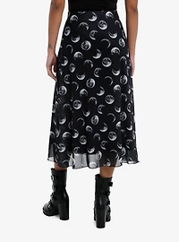 Cosmic Aura Moon Phase Mesh Midi Skirt
