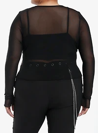The Lady Of Shalott Mesh Girls Twofer Long-Sleeve Top Plus Size