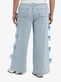 Sweet Society Light Indigo Blue Bow Wide Leg Jeans Plus Size