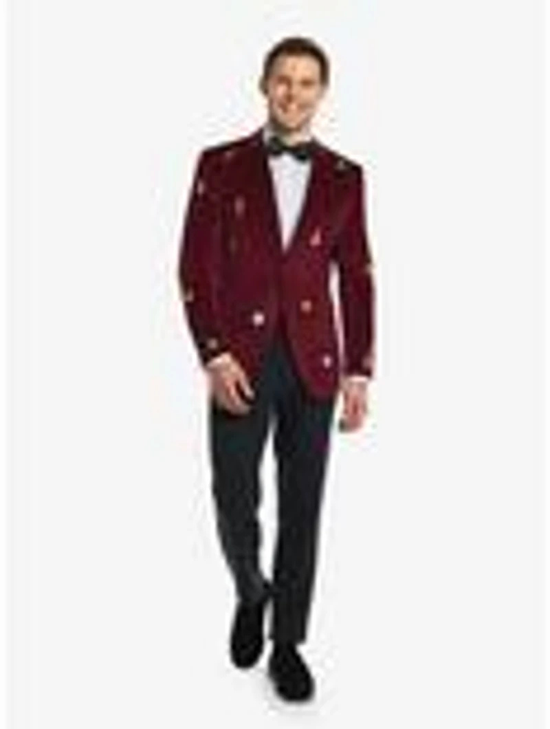 Christmas Icons Deep Burgundy Blazer